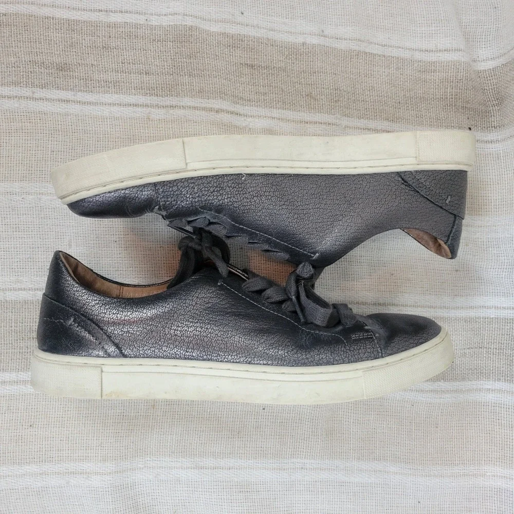 Frye Ivy Low Lace Pewter Sneakers Gray Size 8M Tennis Shoes